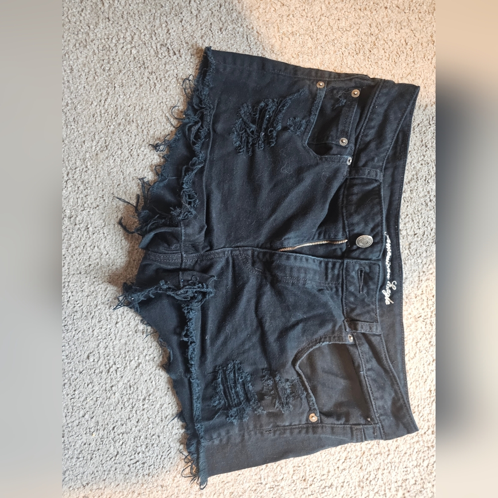 black american eagle distressed jeans shorts